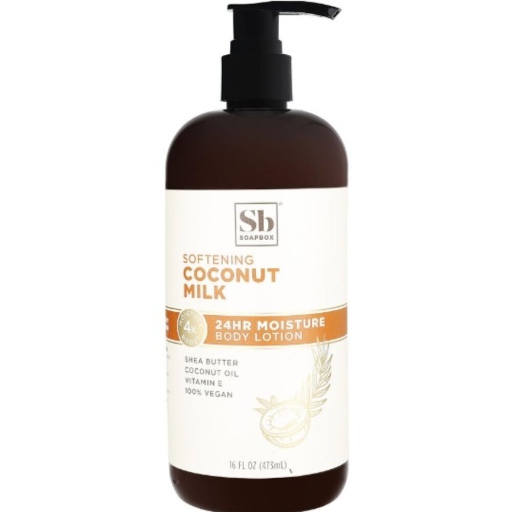 Soapbox Coconut Milk Body Lotion w/Shea Butter, Coconut Oil 473ml/16oz VEGAN